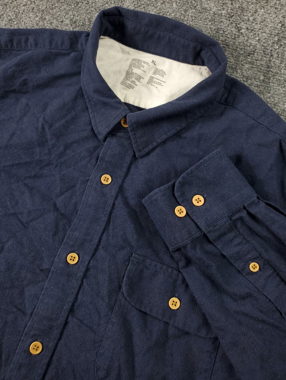 Muji Yak Hair Wool Blend Flannel Shirt Mens XL Button Up Navy Blue Long Sleeve